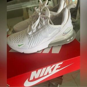 Nike Air Max 270 White and Green Sneakers